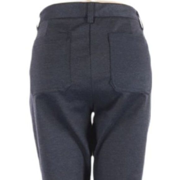 Andrew Marc Navy Gray Flecked High-rise Tapered Leg Flat Front Dress Pants Sz 8 - Picture 7 of 9